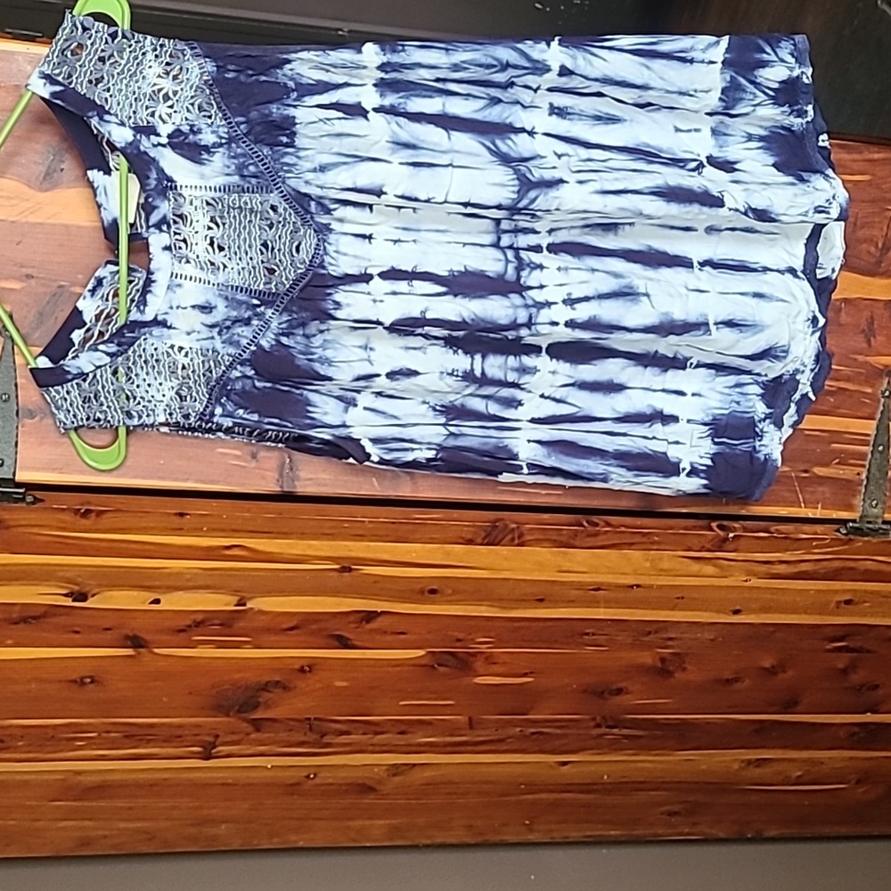 Knox Rose Blue and White Tie Dye Tank